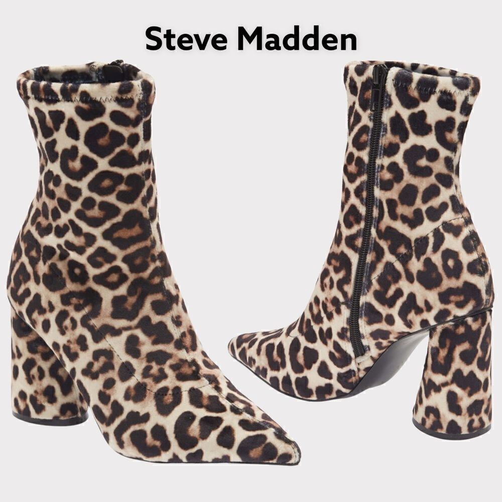 NWT STEVE MADDEN leopard print pointed toe booties 7.5